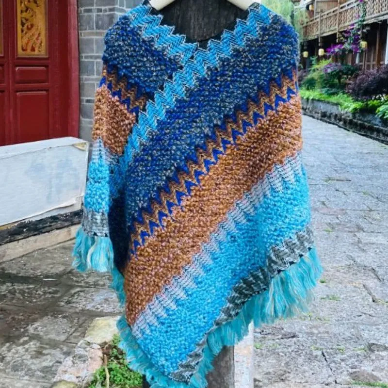 Knitting Women Shawl Poncho