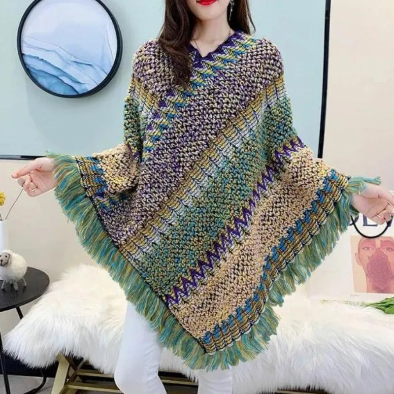 Knitting Women Shawl Poncho