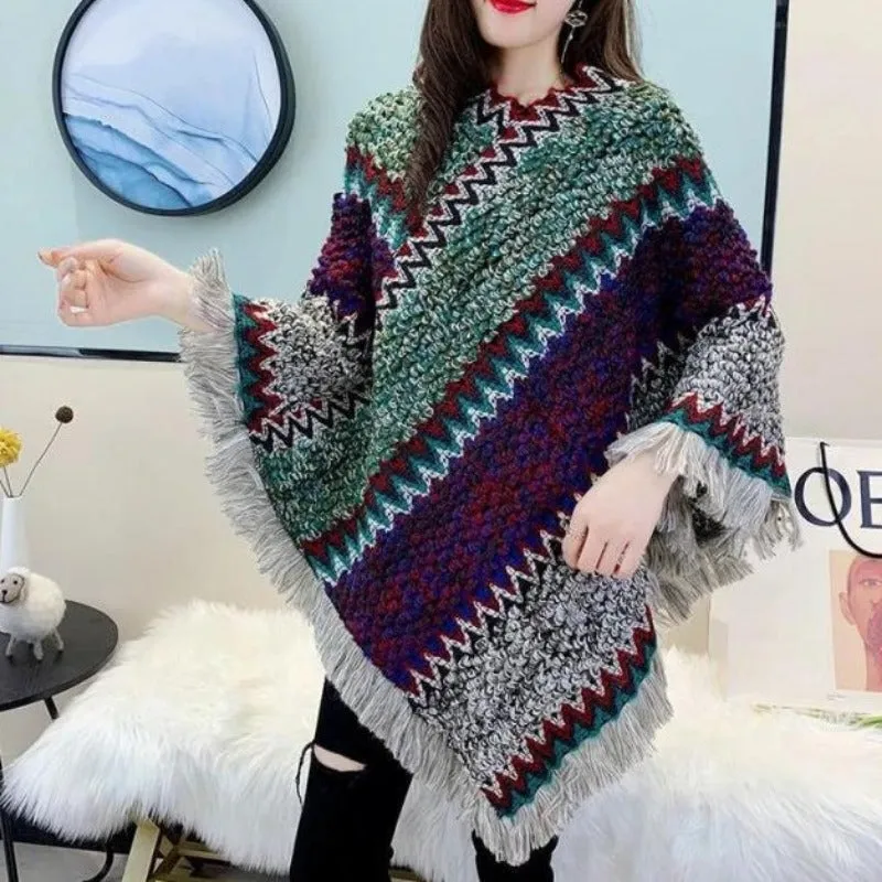 Knitting Women Shawl Poncho