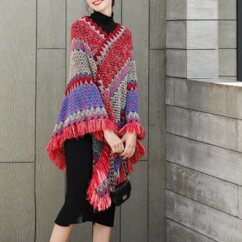 Knitting Women Shawl Poncho