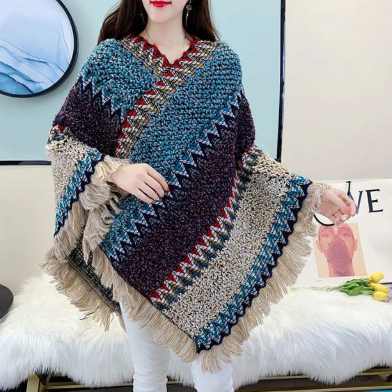 Knitting Women Shawl Poncho