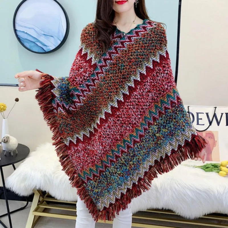 Knitting Women Shawl Poncho