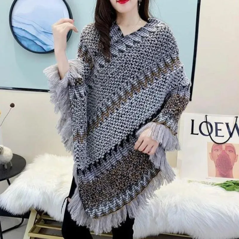 Knitting Women Shawl Poncho