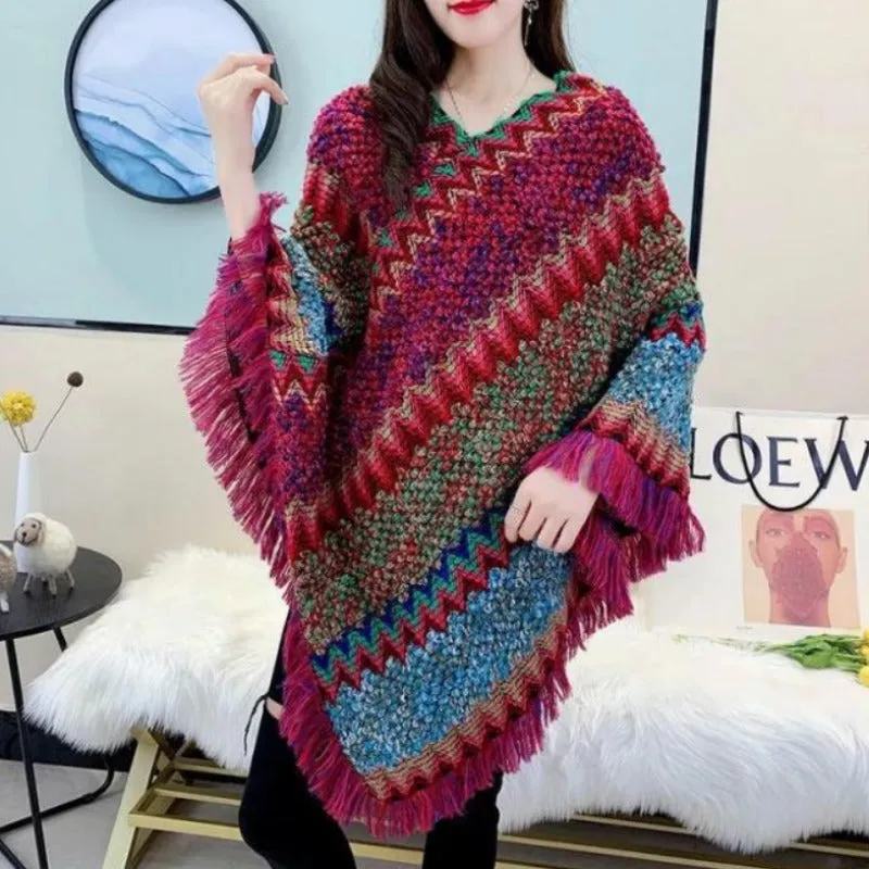 Knitting Women Shawl Poncho