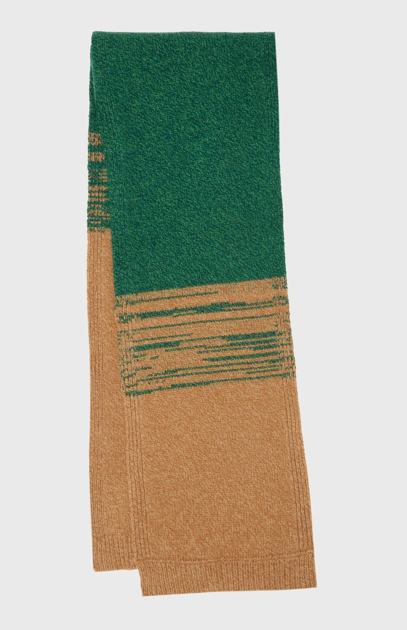 Men's Lambswool Scarf With A Mouline Degrade Effect In Vicuna and Evergreen