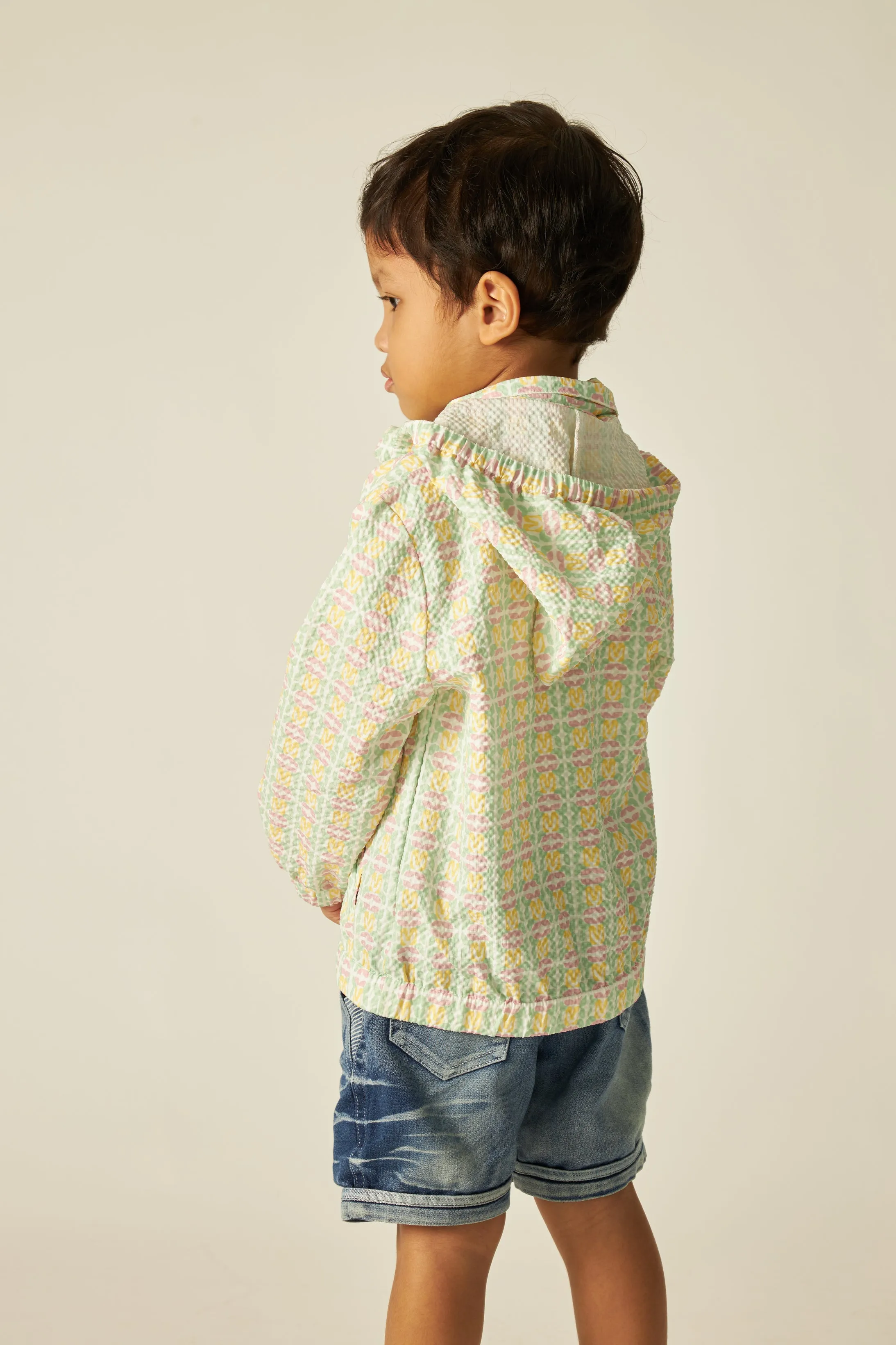Mini Calista Yellow Printed Parka