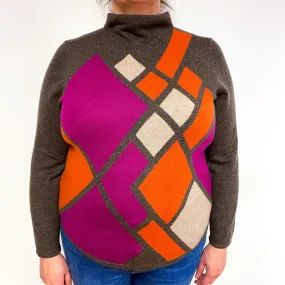 Mole Brown Diamond Cashmere Turtle Neck Jumper Extra Large