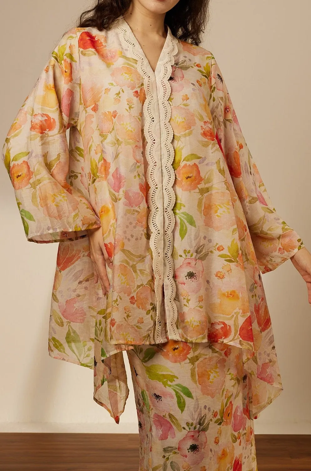 Naya Orange Mono Long Kurung Set