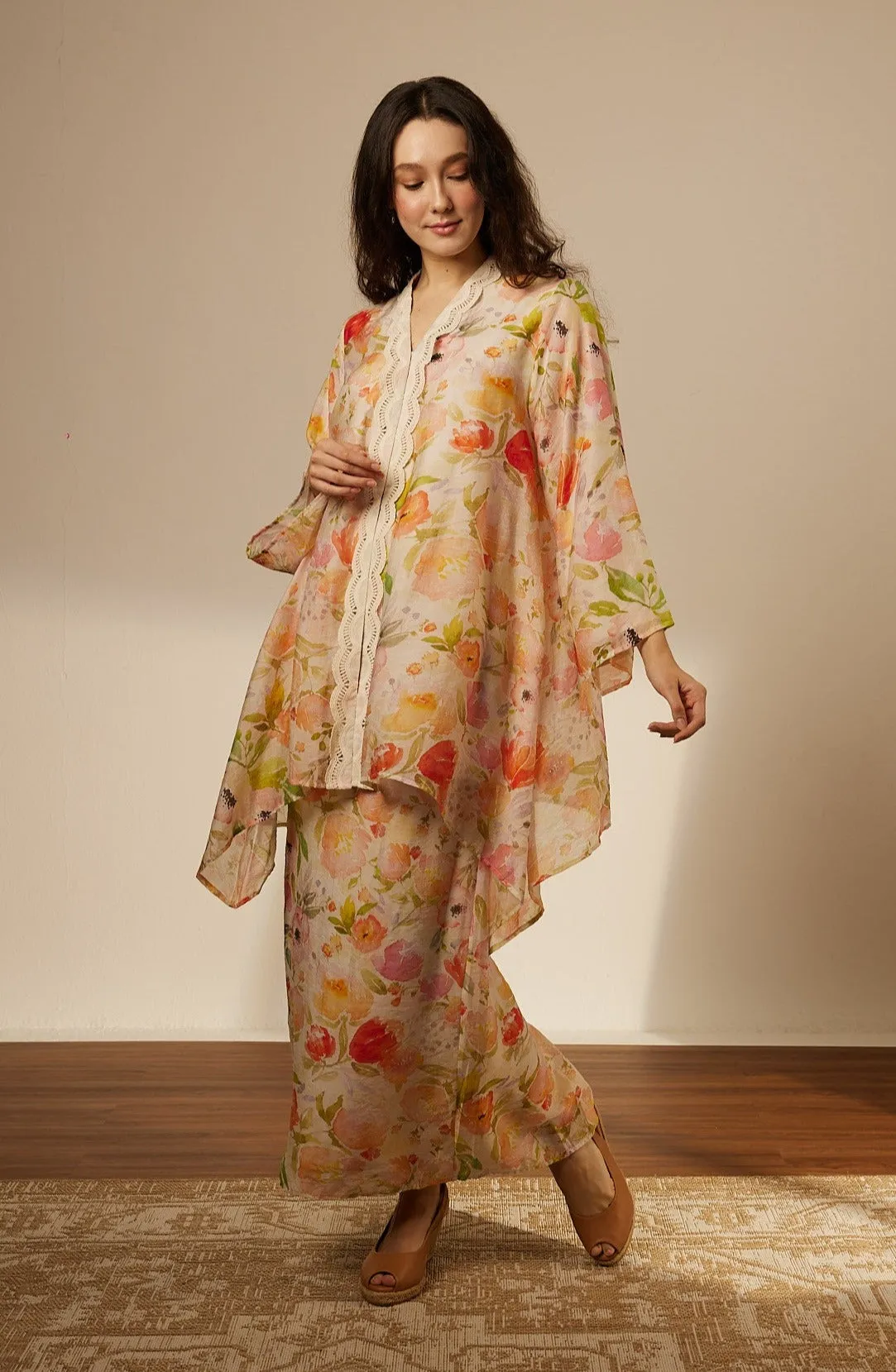 Naya Orange Mono Long Kurung Set