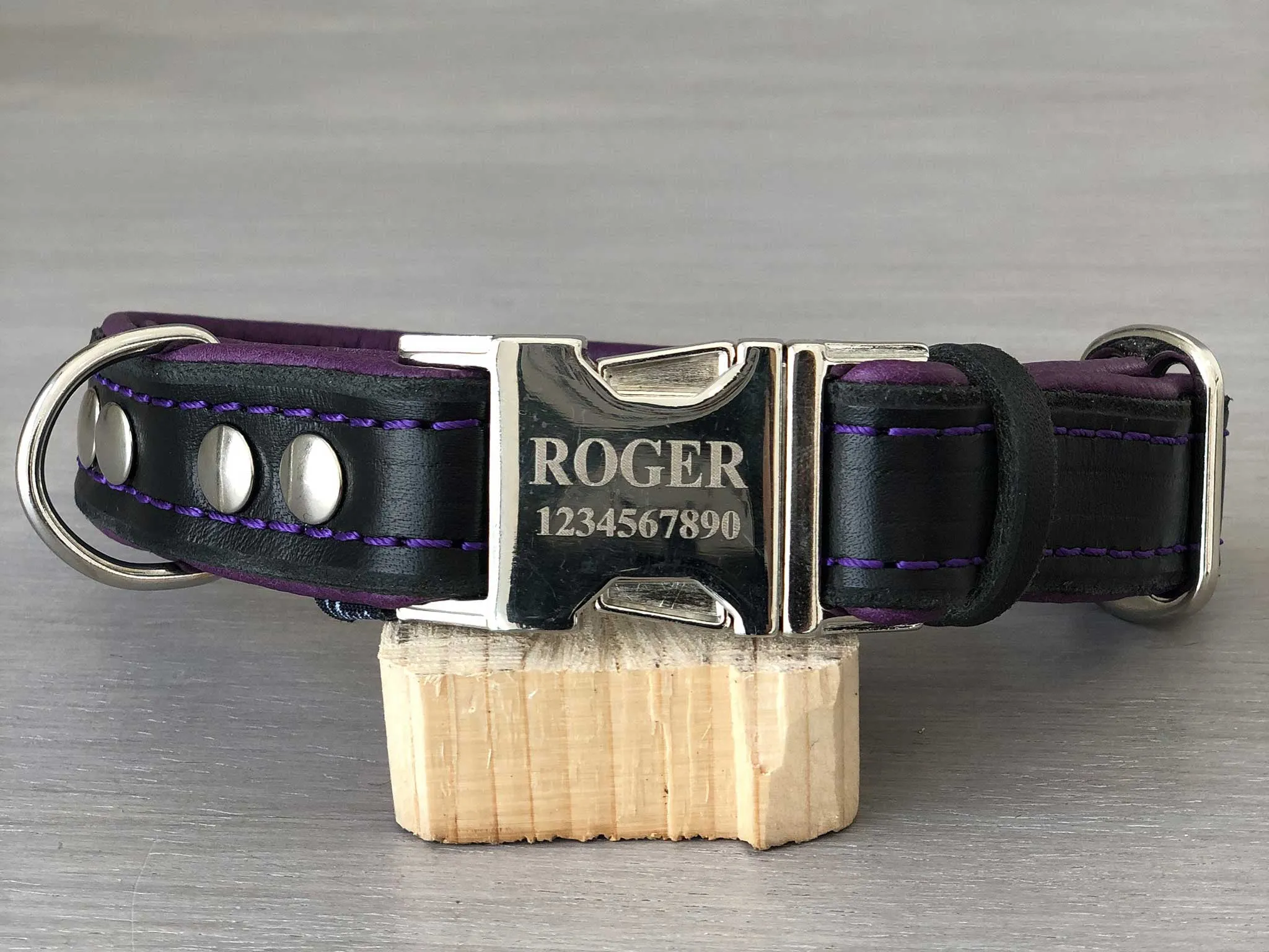 Padded Quick Release Leather Dog Collar With Custom Color and Hardware