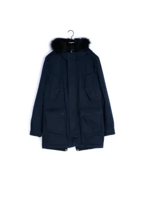 Parka en twill de coton, détails cuir