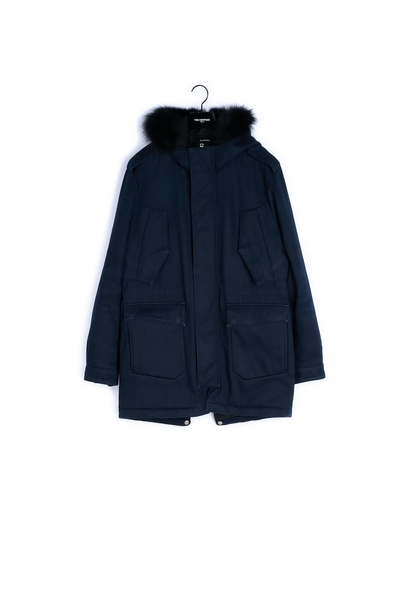 Parka en twill de coton, détails cuir