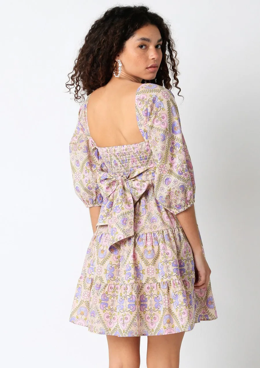 Pastel Tiered Babydoll Bow Tie Back Dress