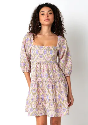 Pastel Tiered Babydoll Bow Tie Back Dress