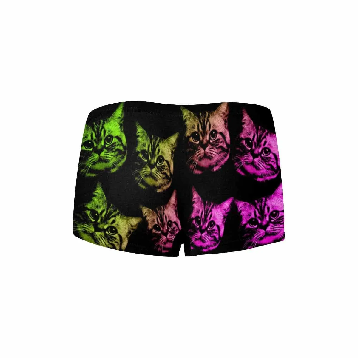Personalized Face Women's Underwear Custom Green Cat Women's Boyshort Panties for Ladies
