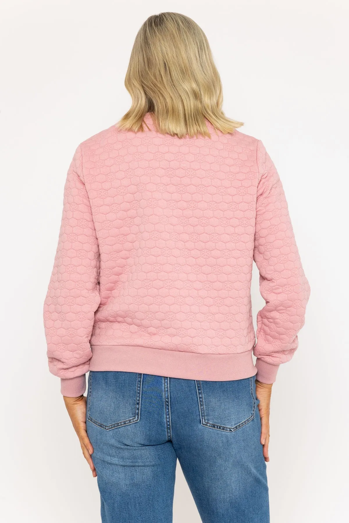 Pink Textured Fabric Bomber Jacket