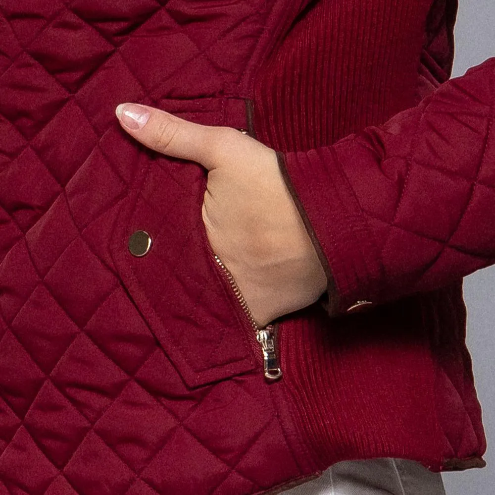 Piper Quilted Ribbed Jacket (Merlot) - SALE