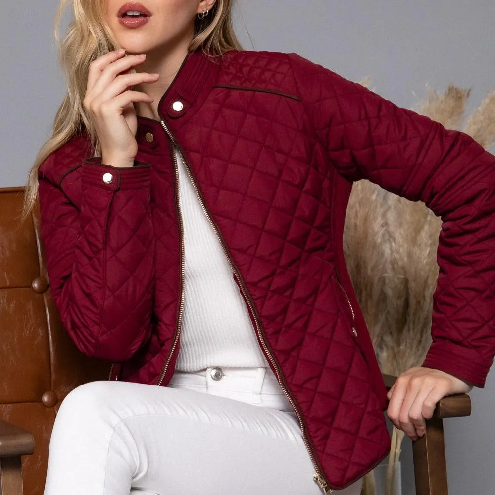 Piper Quilted Ribbed Jacket (Merlot) - SALE
