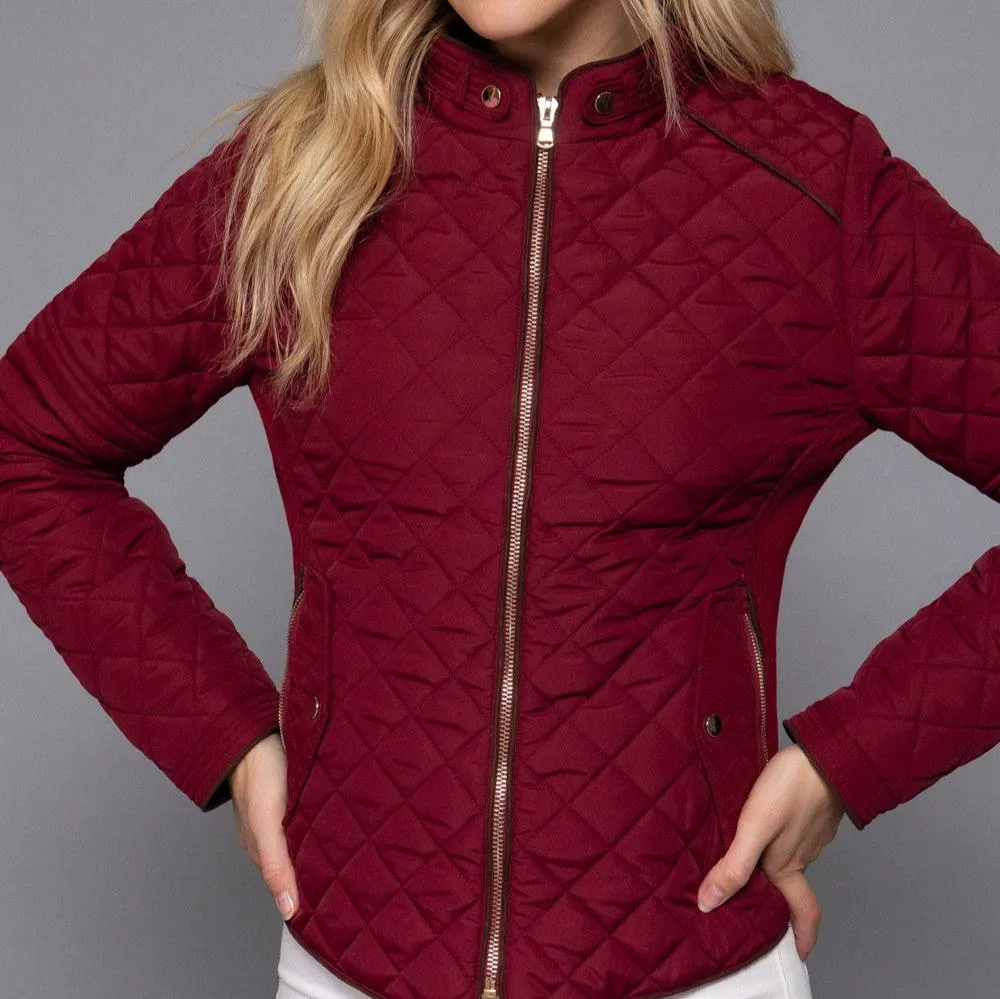 Piper Quilted Ribbed Jacket (Merlot) - SALE