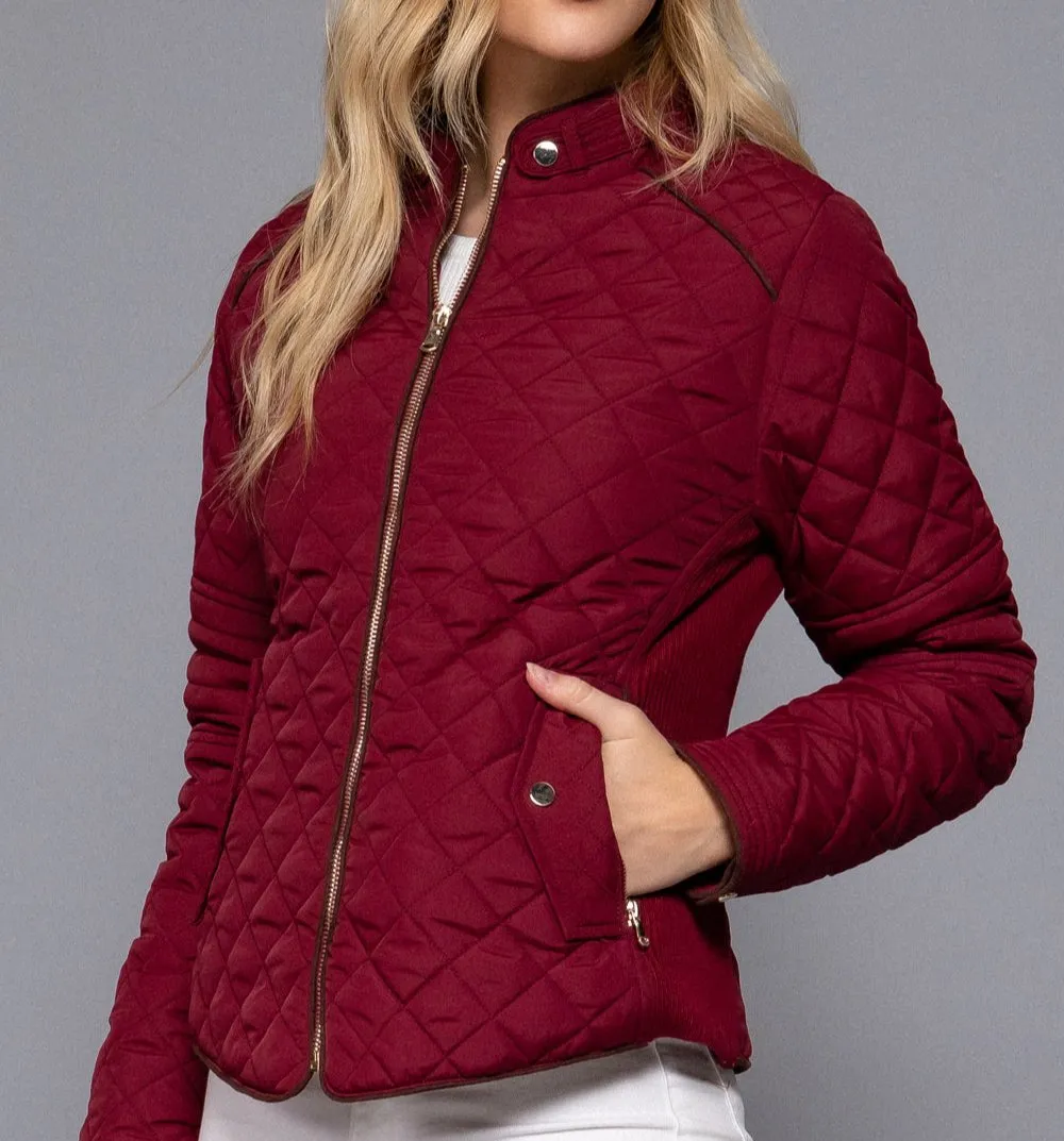 Piper Quilted Ribbed Jacket (Merlot) - SALE