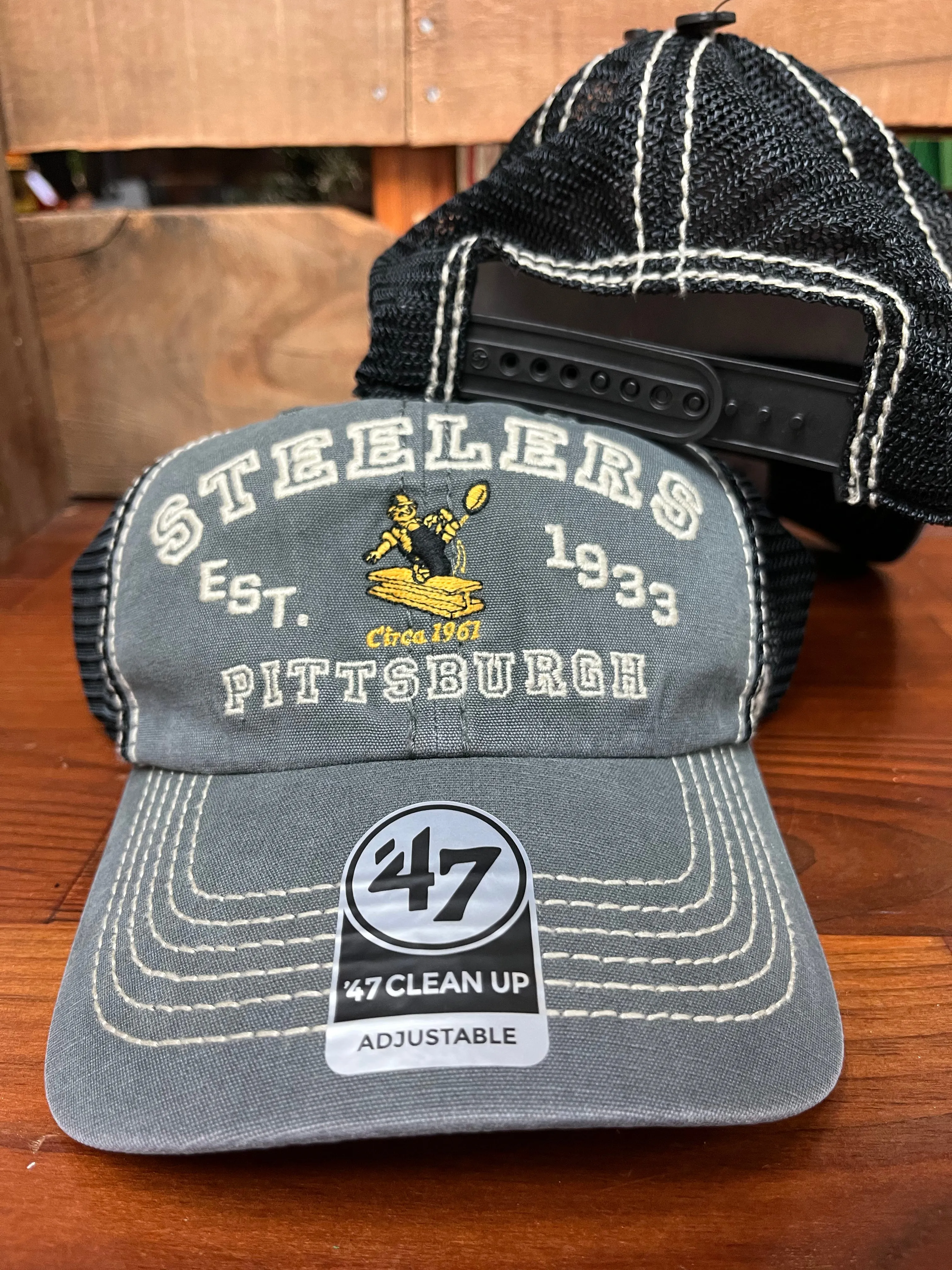 Pittsburgh Steelers Historic Charcoal Decature Cleanup Trucker Hat