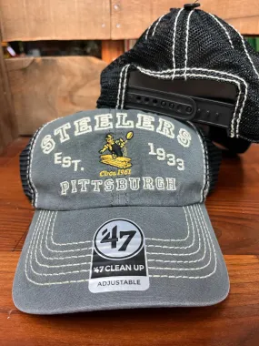 Pittsburgh Steelers Historic Charcoal Decature Cleanup Trucker Hat