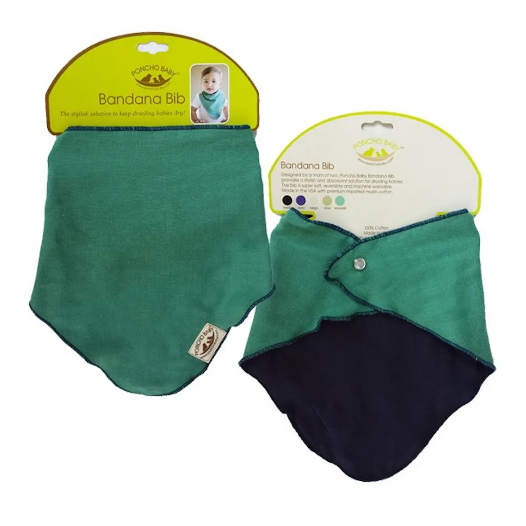 Poncho Baby Classic Bandana Bib - Reversible Emerald/Navy