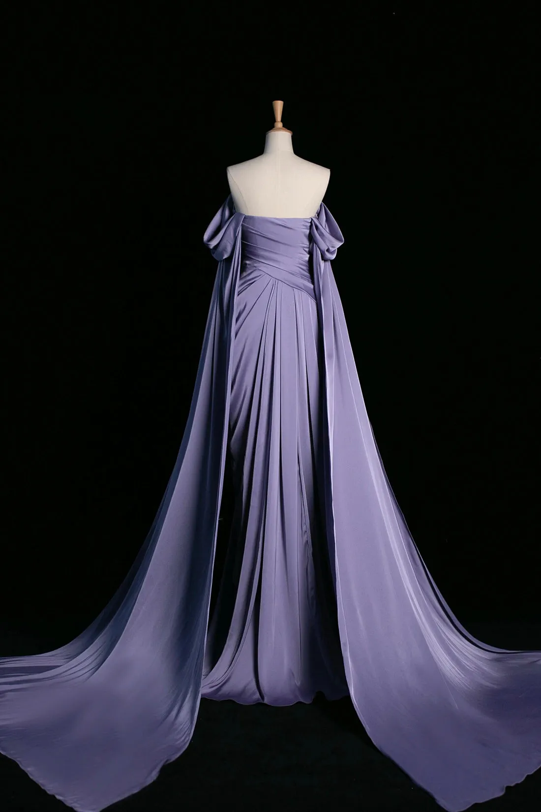 Purple Satin Long Prom Dress, Beautiful Off the Shoulder Evening Party Dress