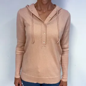 Shell Pink Cashmere Buttoned Hoodie Jumper Medium