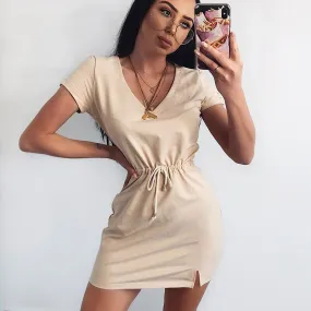 Short Sleeve Dress w/ Drawstring Belt