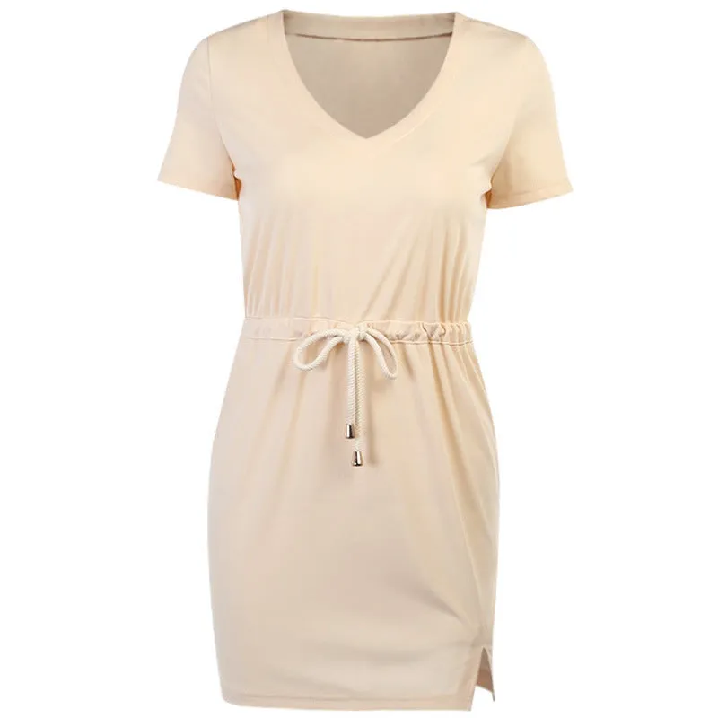 Short Sleeve Dress w/ Drawstring Belt