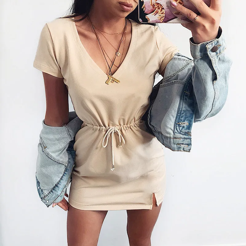 Short Sleeve Dress w/ Drawstring Belt