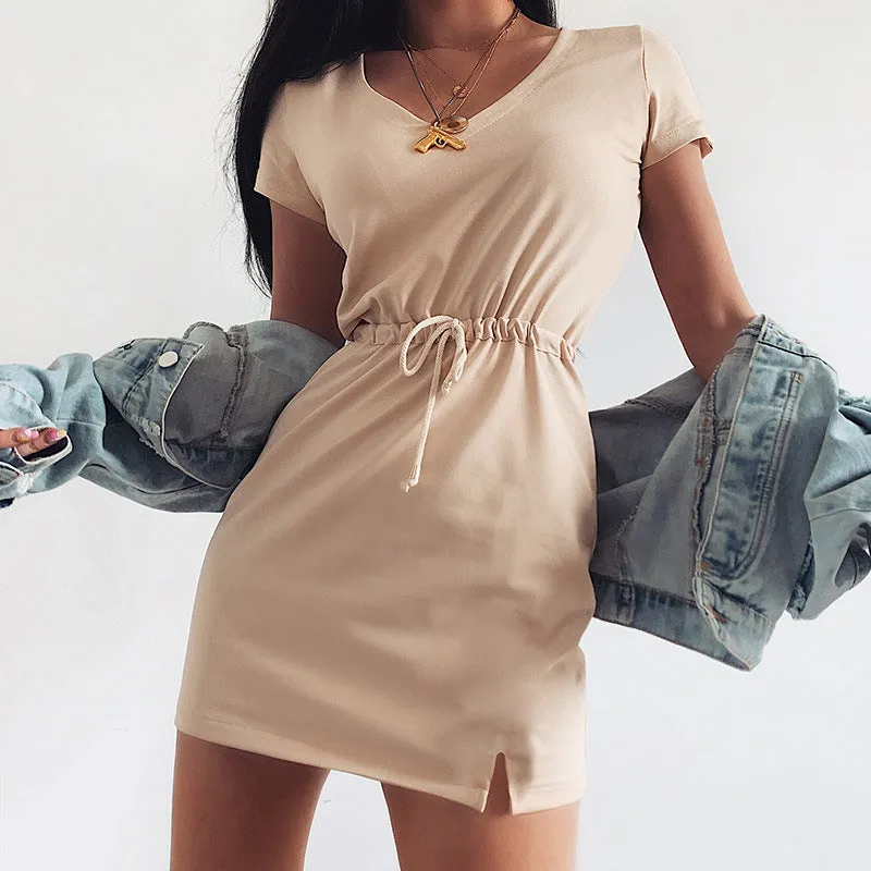 Short Sleeve Dress w/ Drawstring Belt