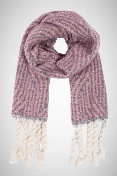 Soft Striped Fringe Oblong Scarf