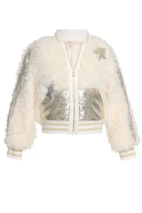 STAR Faux Fur Bomber Jacket (B39112)