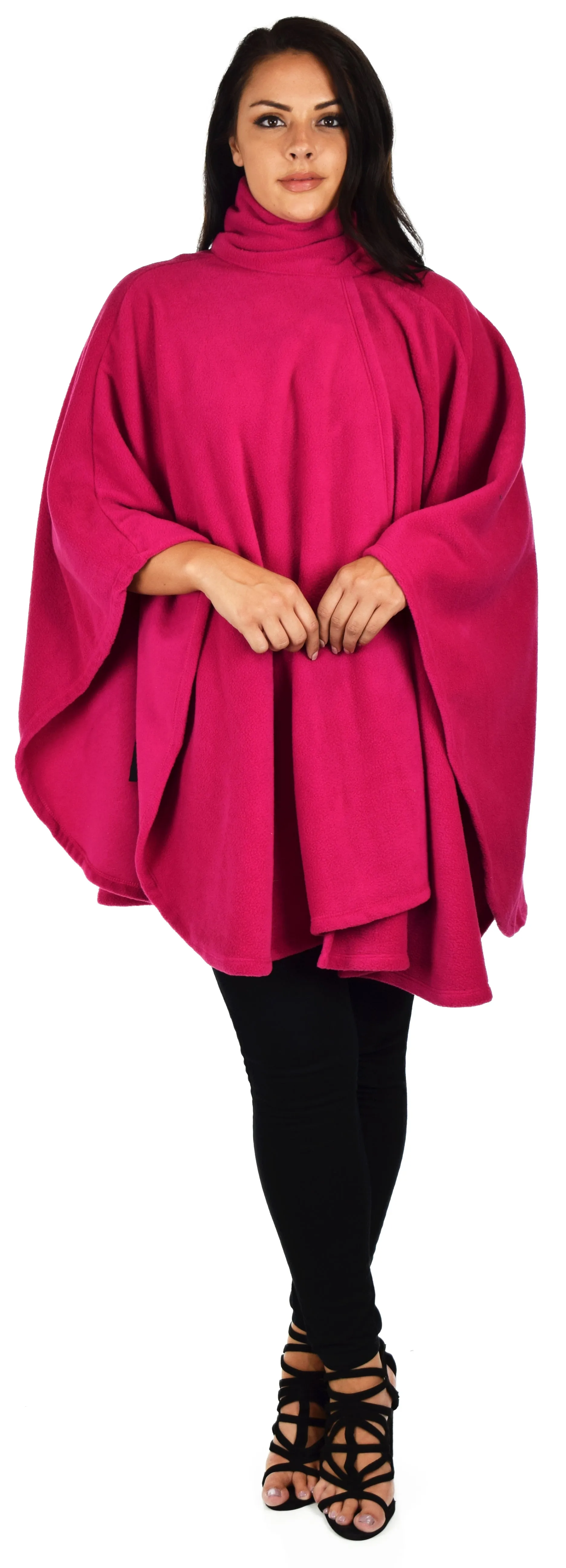 Ultimate Travelers Full Size Poncho, Plus Size Poncho, Fleece Cape, Fleece poncho, Plus size Clothing, Comfortable, Stylish with Muffler.