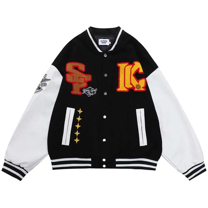 Varsity Bomber Jacket Jacket Men's Autumn Jacket Student Color Blocking Baseball Uniform