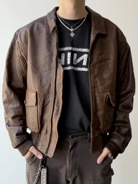 Vintage 1980s "Bisonte" Aviator Leather Jacket - size L
