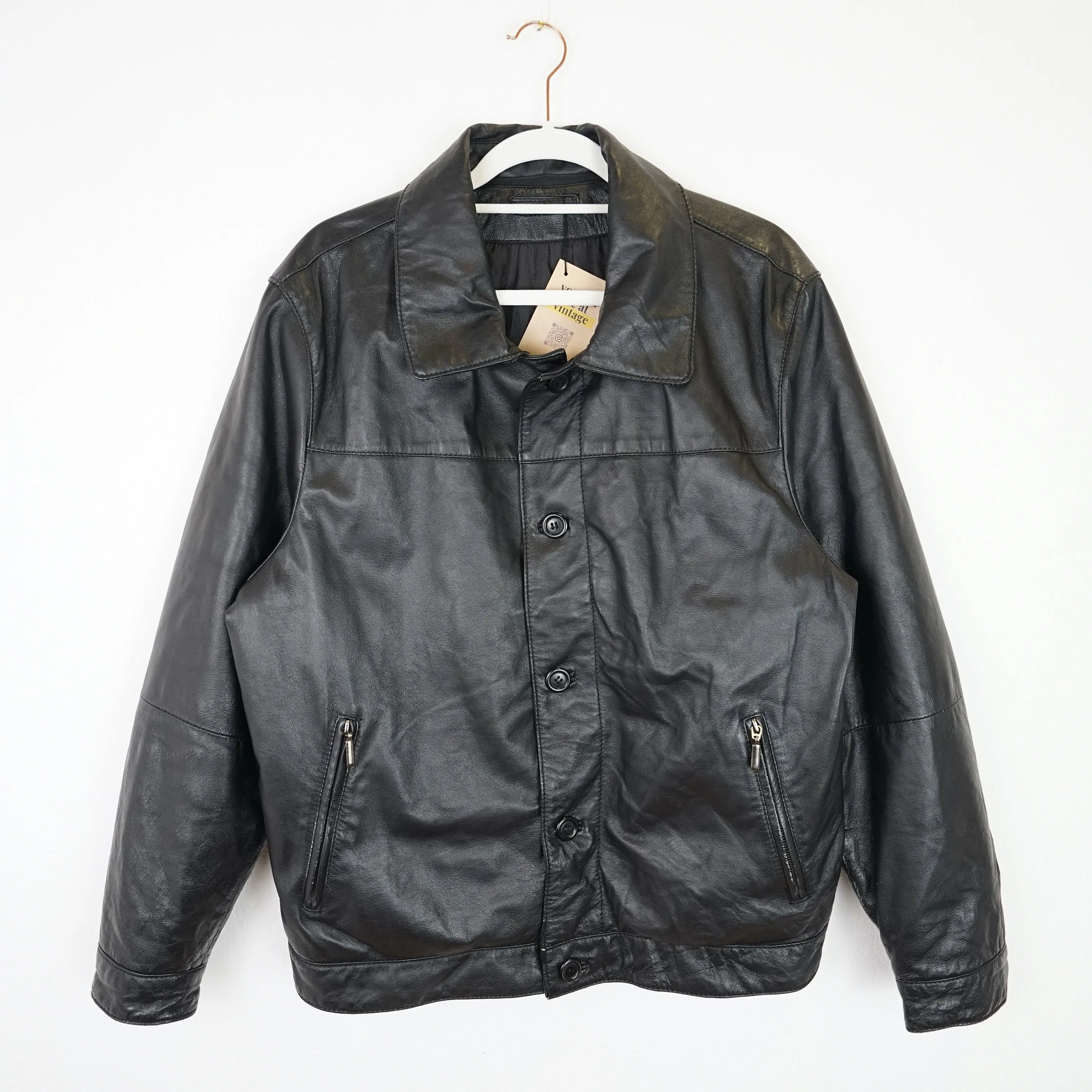 Vintage leather jacket men size L