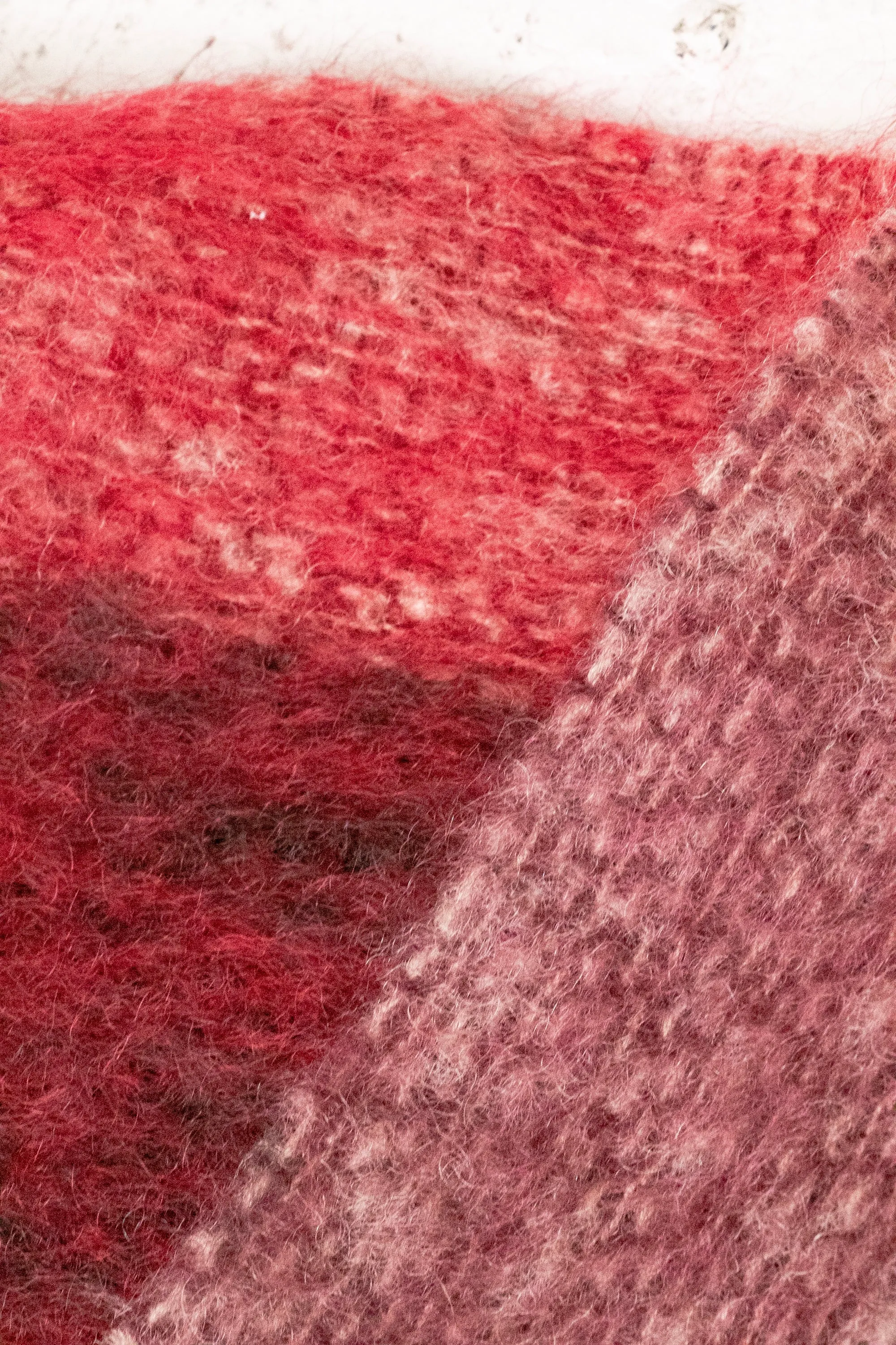 Vintage Mohair Wool Scarf Knit Shawl Plaid Oversized Wrap