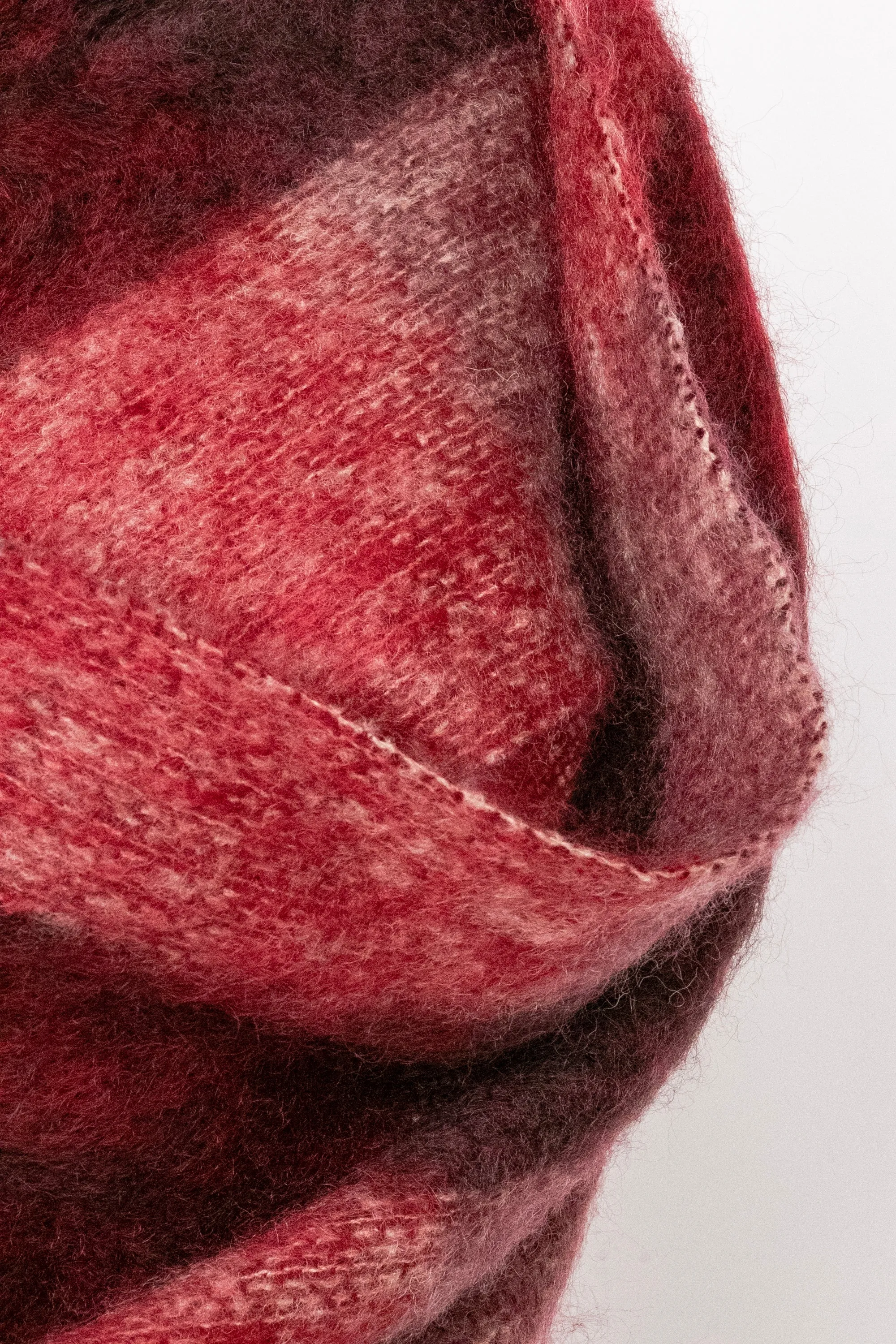 Vintage Mohair Wool Scarf Knit Shawl Plaid Oversized Wrap