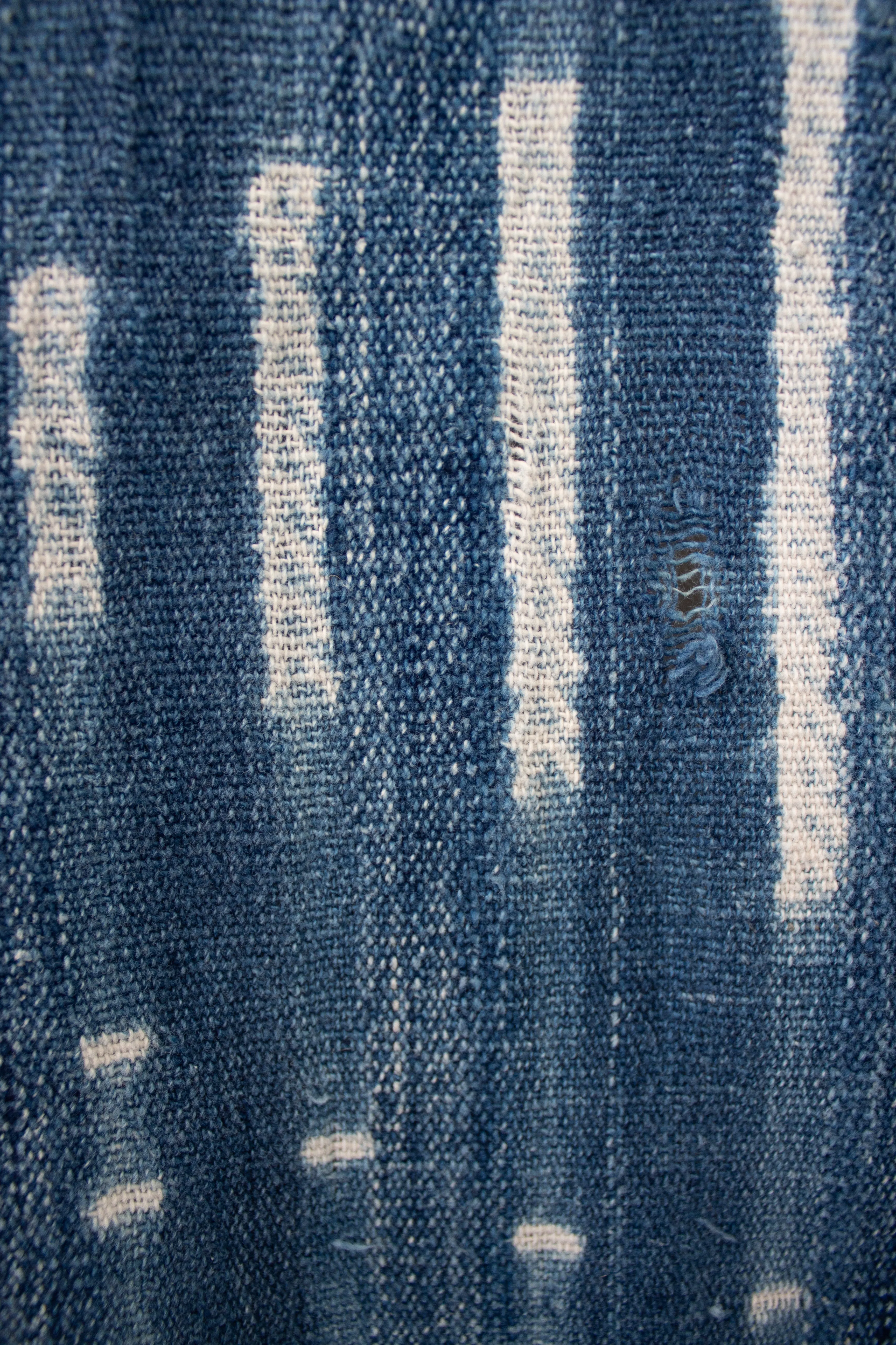 Vintage Mossi Indigo Stitch-Resist-Dye Scarf