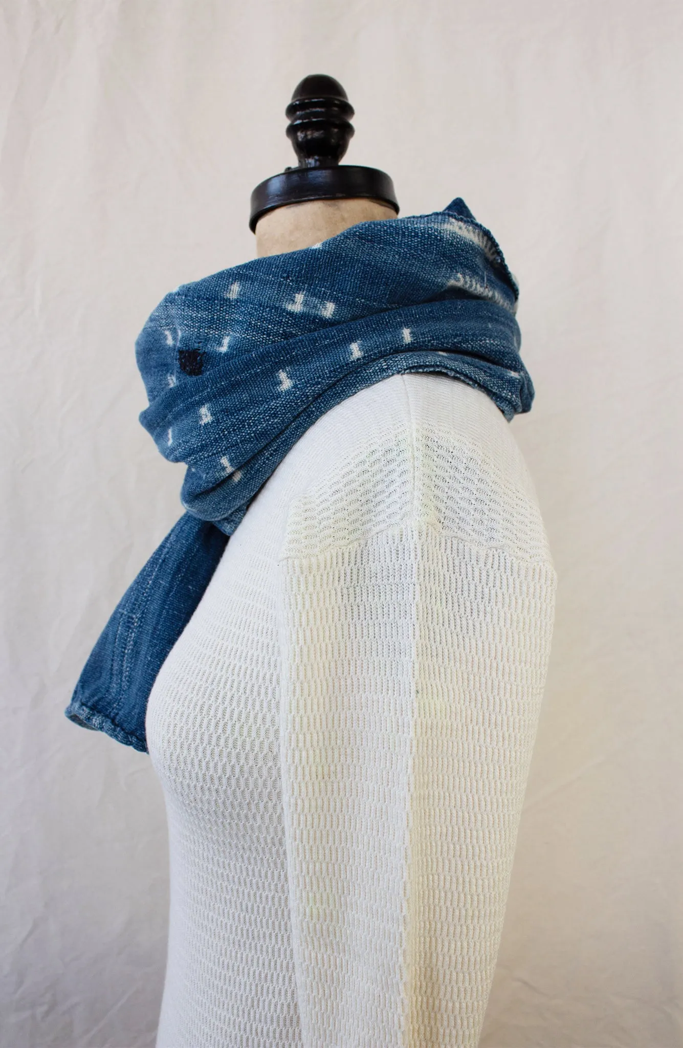 Vintage Mossi Indigo Stitch-Resist-Dye Scarf