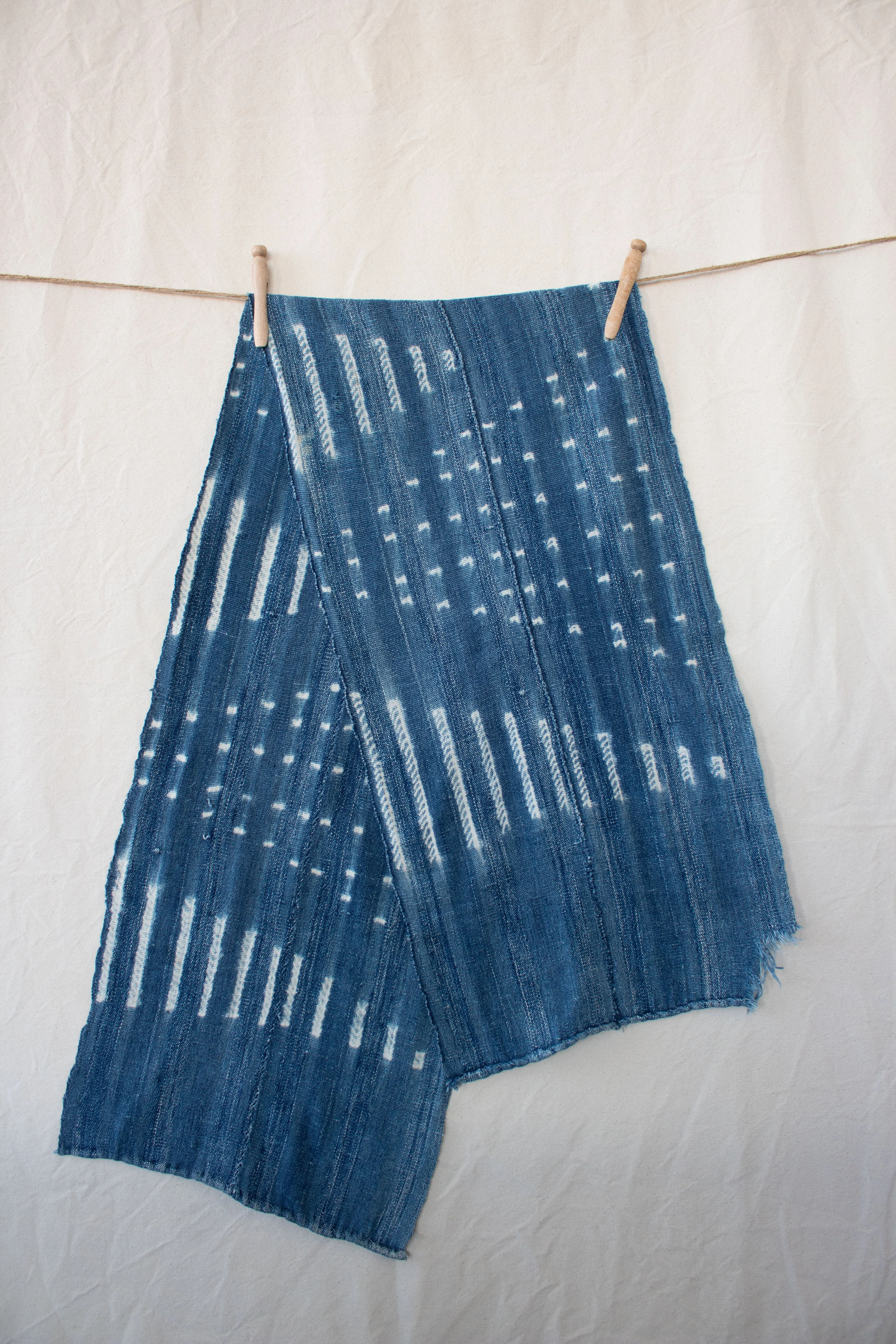 Vintage Mossi Indigo Stitch-Resist-Dye Scarf