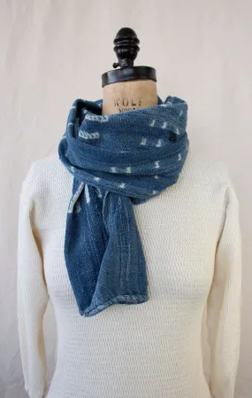 Vintage Mossi Indigo Stitch-Resist-Dye Scarf