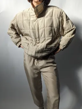 Vintage Sand Quilted Silk Jacket & Pant Set