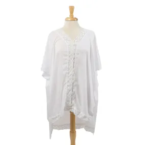 White Kaftan Beach Coverup Poncho