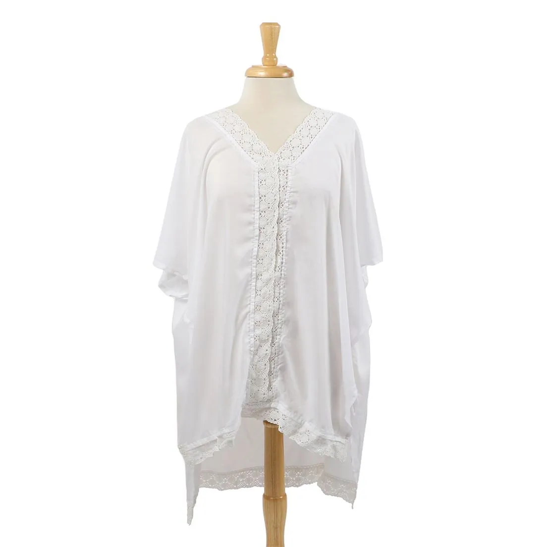 White Kaftan Beach Coverup Poncho