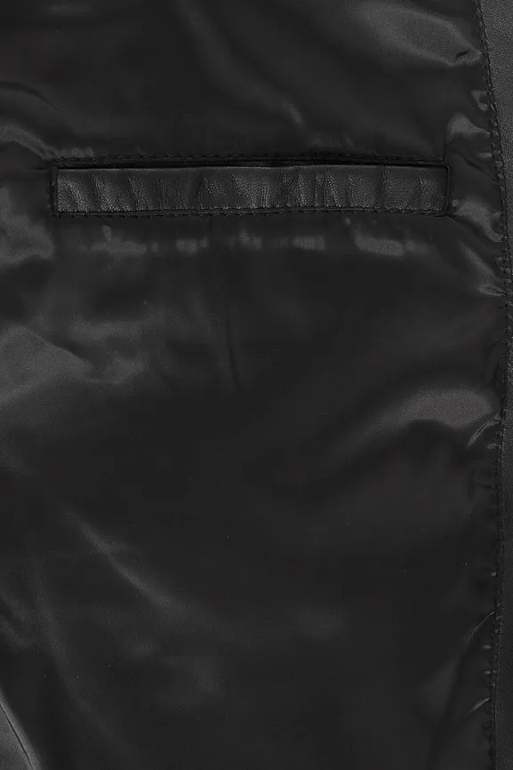 Women's Black Genuine Leather Quilted Jacket