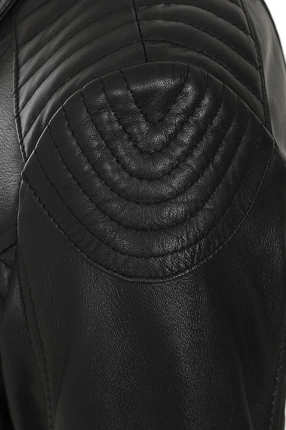 Women's Black Genuine Leather Quilted Jacket